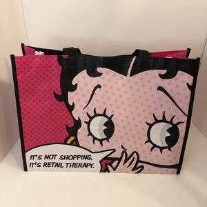 Large Betty Boop Pink Canvas Tote Bag 2014 It’s Not Shopping It’s Retail Therapy